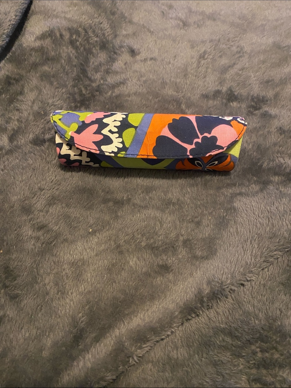 Vera Bradley Floral Fold-Over Glasses Case in Pink, Orange, Navy and Green